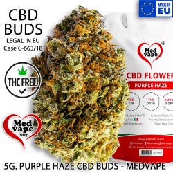 CBD BUDS PURPLE HAZE 5G. FLOWERS - MEDVAPE THC WEED CANNABIS MARIJUANA