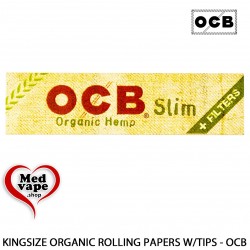 ORGANIC HEMP KINGSIZE ROLLING PAPERS W/TIPS - OCB WEED THC LEGAL MARIJUANA